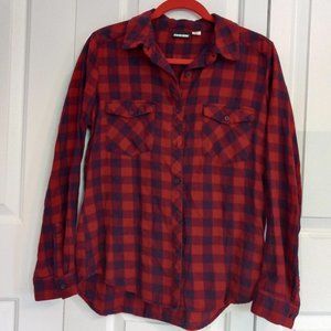 Red checkered flannel, size M